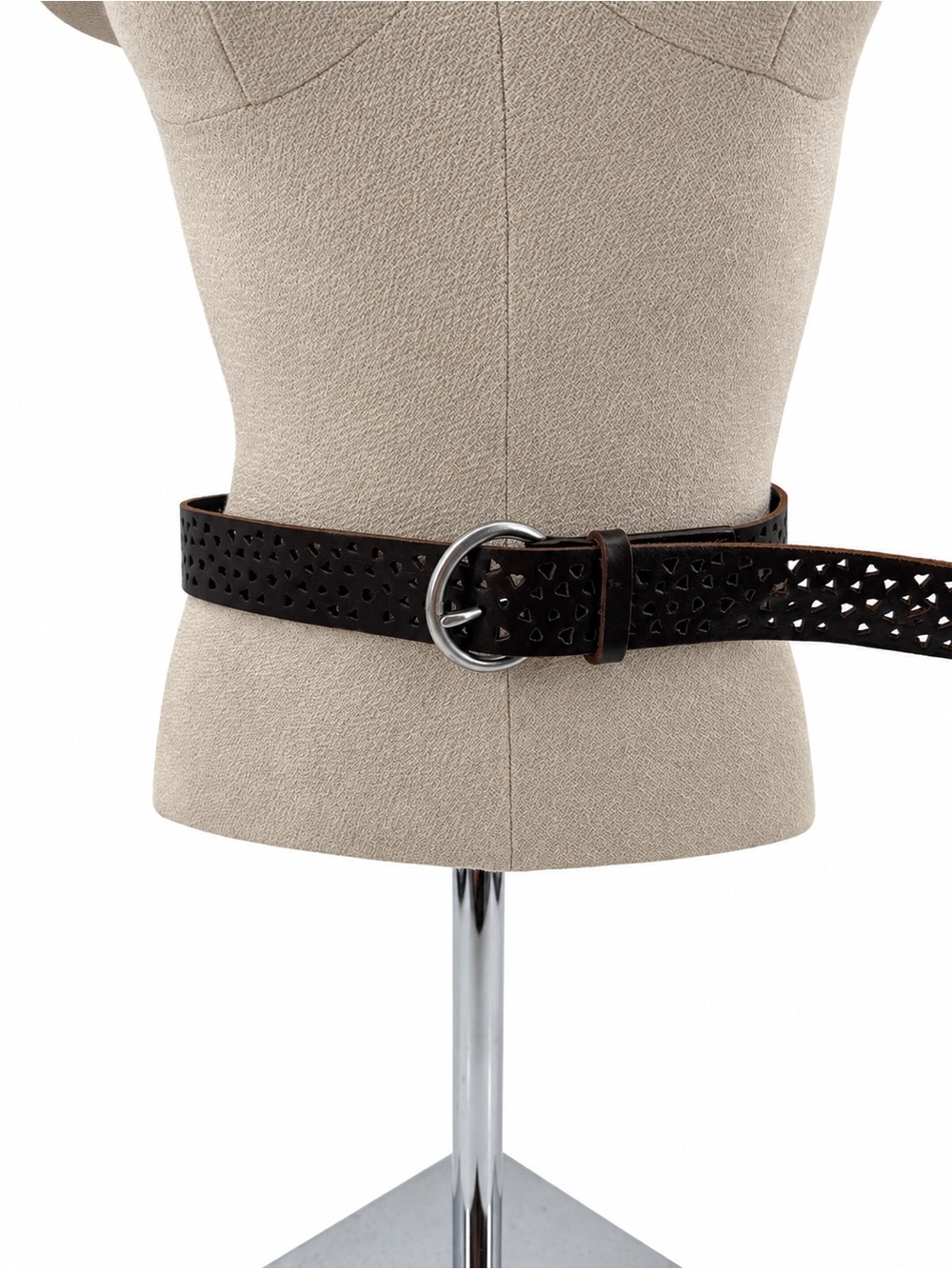 GAP Brown Genuine Leather Perforated Heart Belt Silver Round Buckle Size Medium